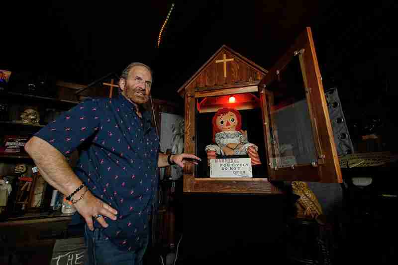 Tony Spera, curator at Warrens Occult Museum, opens Annabelle case