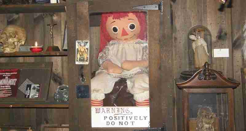 Real Annabelle doll in a glass case