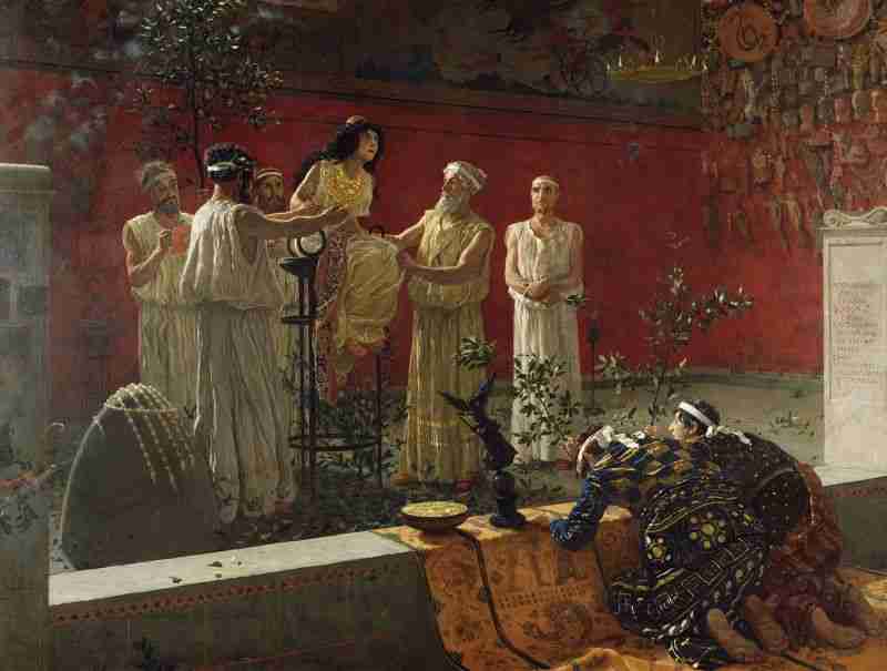 Ancient psychics. Oracle Pythia painting by Camillo Miola
