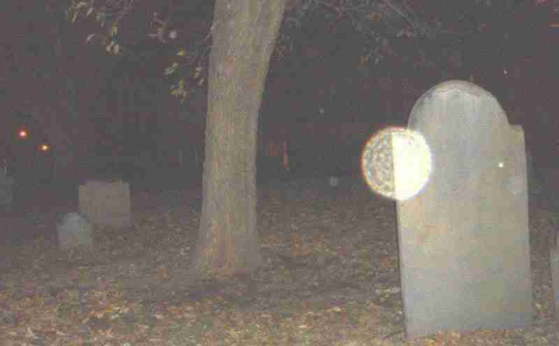 Ghost orb caught near a graveyard